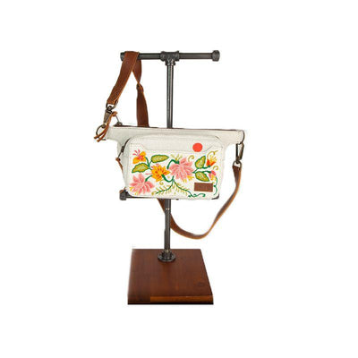 MS4171 - Embroidered Denim Belt Bag - Floral Medium - SAMPLE