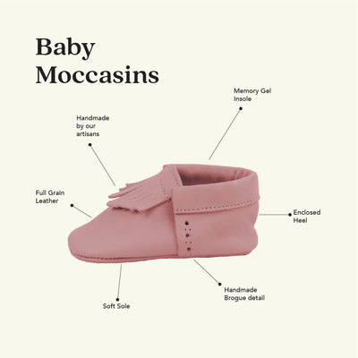 WMK221660 - Baby Moccasins Rosewood [Baby Leather Shoes]