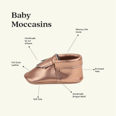 WMK221658 - Baby Moccasins Rose Gold [Baby Leather Shoes]
