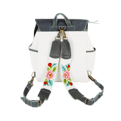 MS4201 - Embroidered Denim Backpack - Floral - SAMPLE