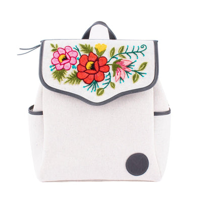 MS4201 - Embroidered Denim Backpack - Floral - SAMPLE