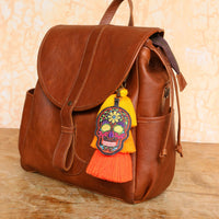 MK221592 - Skull Black & Orange Tassel [Leather Bag Accessory]