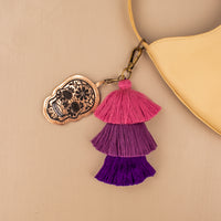 MK221670 - Skull Rose Gold & Purple Tassels [Leather Bag Accessory]