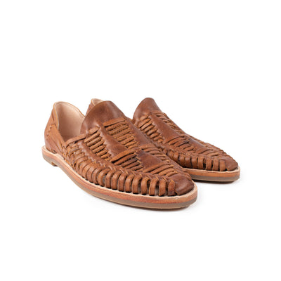 Cancun Leather Huarache | Slip on Vegetable Tanned Sandals | Brown 2 |  HANSEN Garments