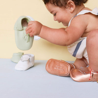 WMK221658 - Baby Moccasins Rose Gold [Baby Leather Shoes]