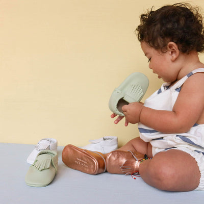 WMK221654 - Baby Moccasins Avocado [Baby Leather Shoes]