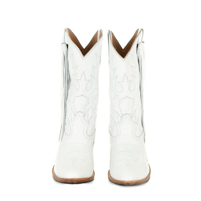 MK2103 - Etta Western Boots White [Women's Leather Boots]