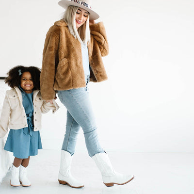 MK2103 - Etta Western Boots White [Women's Leather Boots]