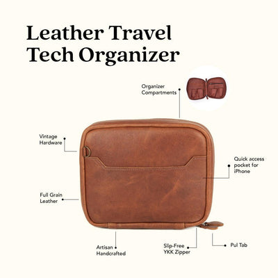 MK221028 - Custom Leather Tech Organizer [Men's Leather Accessory]