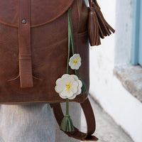 MK22805 - Alba Floral Tassel Bone [Leather Bag Accessory]