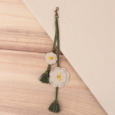 MK22805 - Alba Floral Tassel Bone [Leather Bag Accessory]