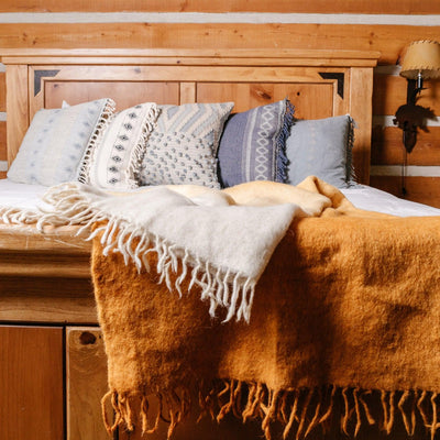 MM1001 - Wool Momos Blanket Ombre Mustard