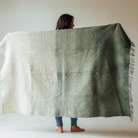 MM1003 - Wool Momos Blanket Ombre Olive Green