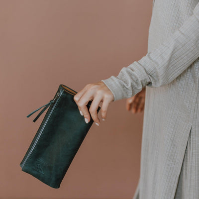 MM21228 - All Leather Envelope Wallet - Storm Blue