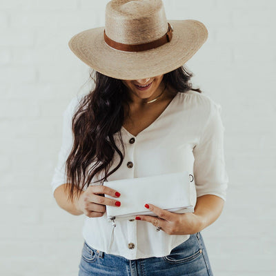 MM21231 - All Leather Envelope Wallet - White