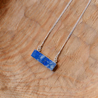 MM5033 - Lapis Lazuli Bar Necklace Blue